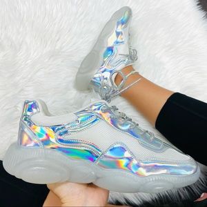 NEW Silver metallic chunky sneaker
